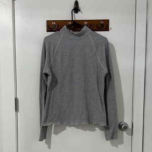 SO Grey Ribbed Mock-Neck Long Sleeve Top
